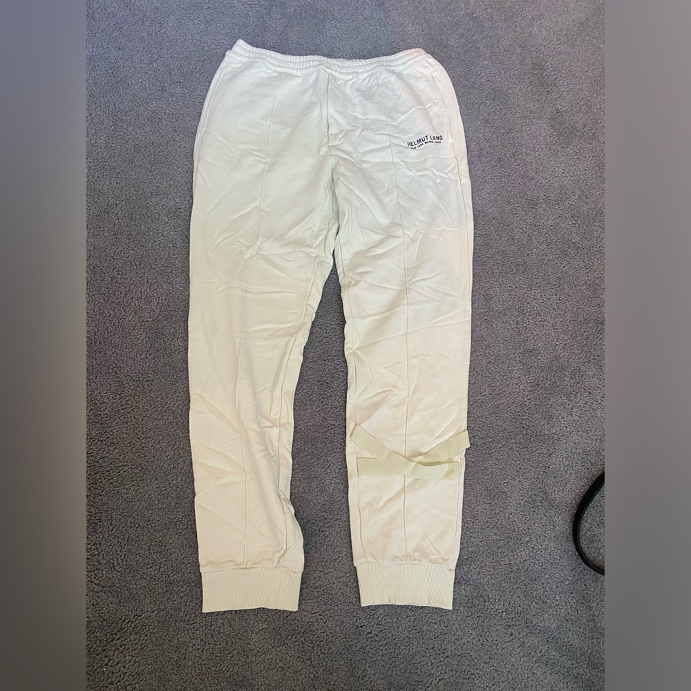 Helmut Lang Light Green Joggers with Logo